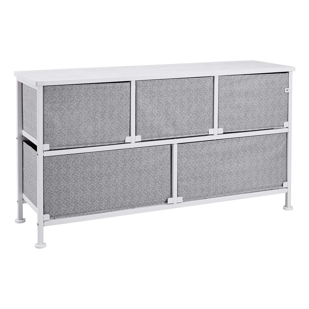 Extra Wide Fabric 5-Drawer Storage Organizer Unit Closet, White