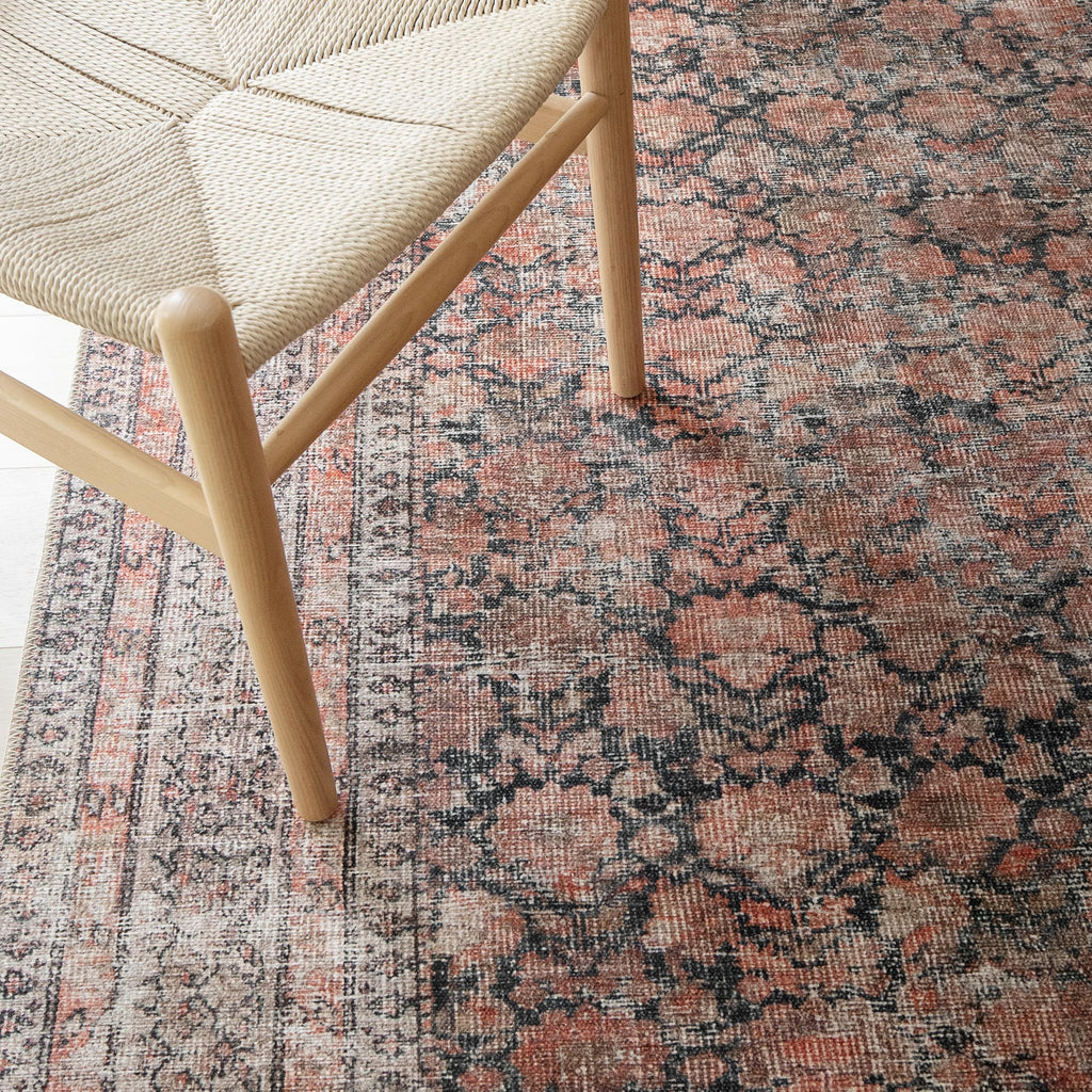 Rustica Terracotta & Black Runner Rug - Persian-inspired design