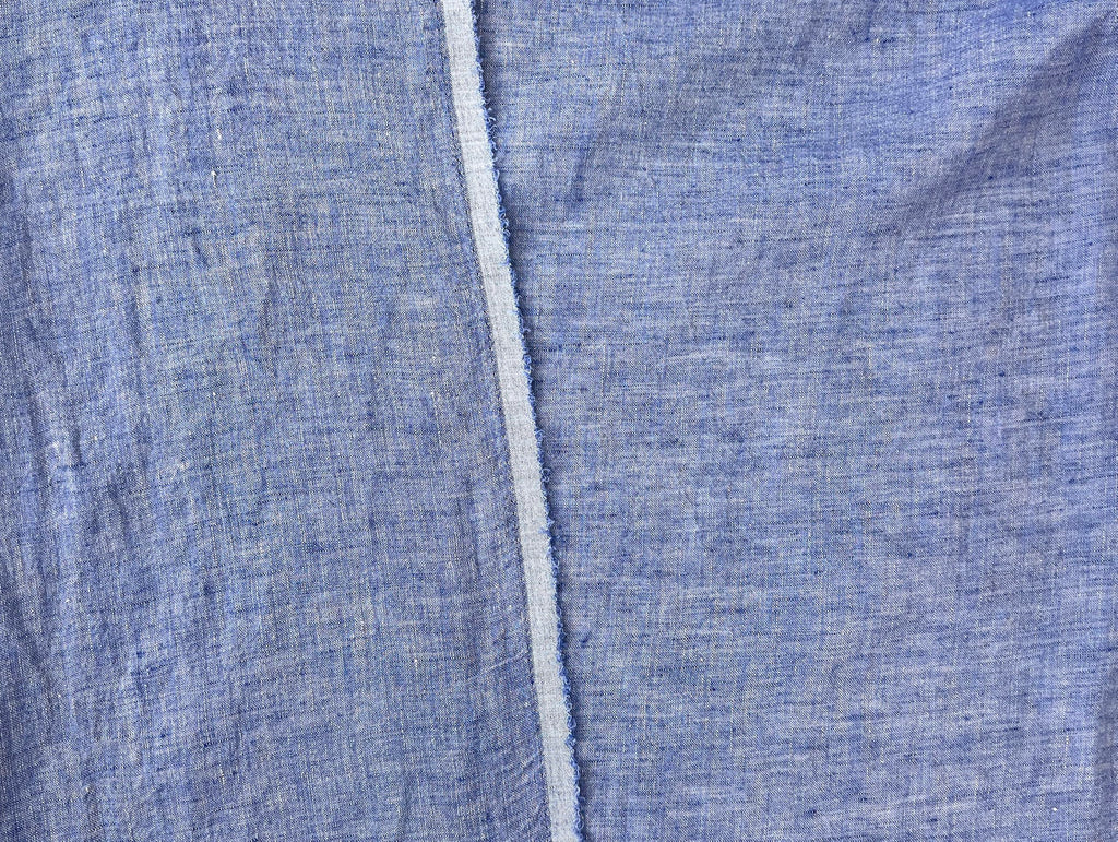 100% Linen Fabric - Yarn Dyed Chambray, Pre-Washed, Lightweight Crisp & Cool Handfeel, 52-54" Wide - (Dusky Blue