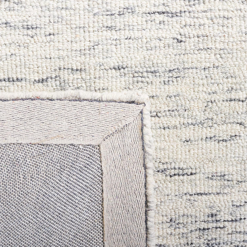 Abstract Area Rug - 11' x 15', Grey & Ivory, Handmade Wool