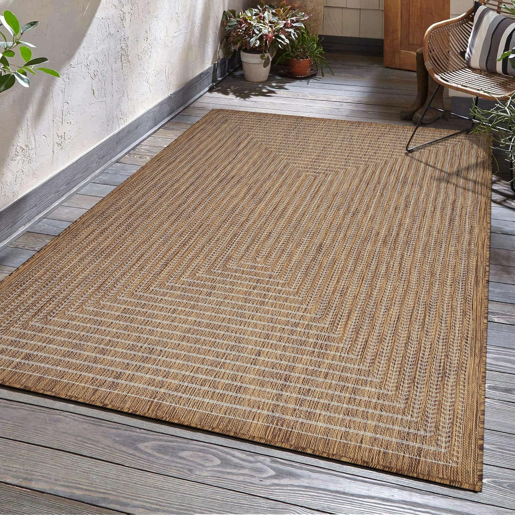 Outdoor Indoor Area Rug, Weather Resistant, Easy to Clean, Stain Resistant Floor Mat for Dining Room