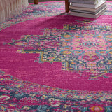 Home Passion Fuchsia 8' x Round Area Rug - Easy Clean, Non Shedding, Bed Room, Living Room, Dining R