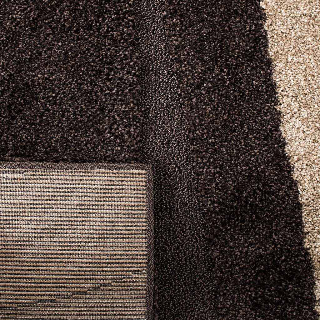 Florida Shag Collection Runner Rug - 2'3" x 7', Dark Brown & Beige, Stripe Design, Non-Shedding & Easy Care, 1.2-inch