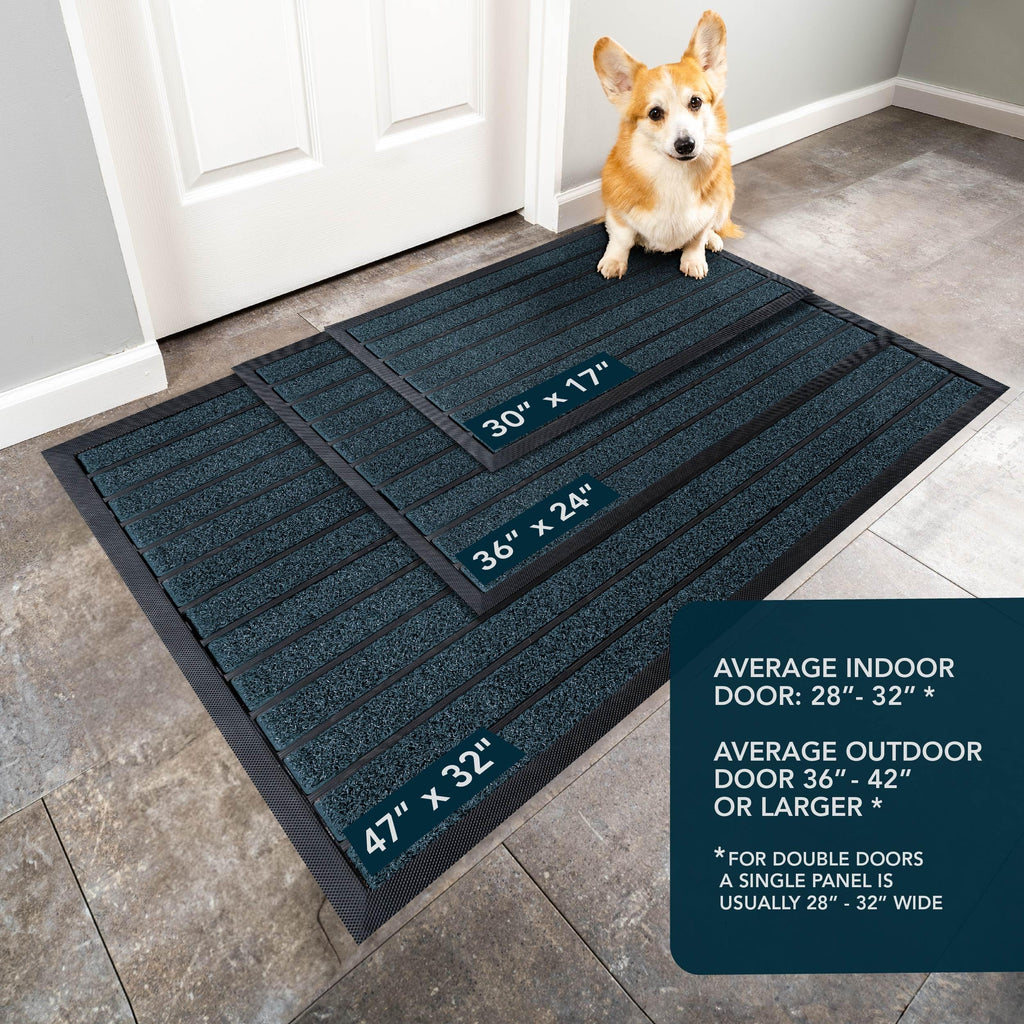 Extra Durable Door Mat Outside Entrance (36" x 24", Bright Blue)