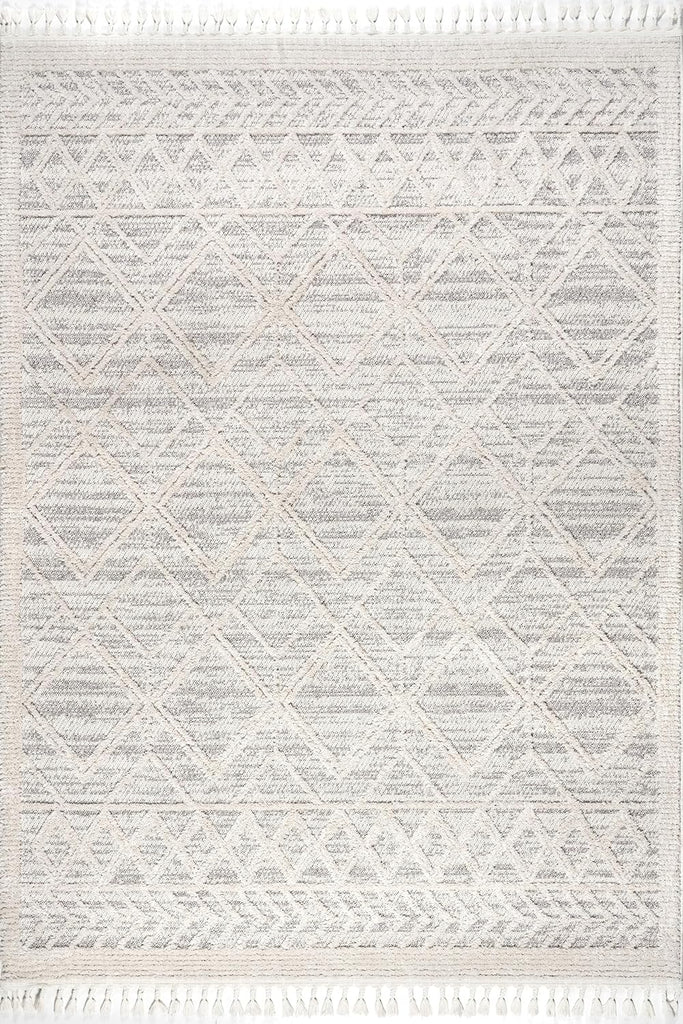 Ansley Light Grey Trellis Power Loomed Area Rug