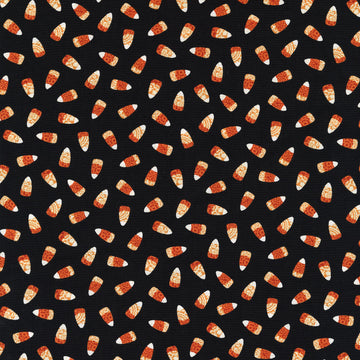 Spooky Night Damask Candy Corn Black, Quilting Fabric by the Yard