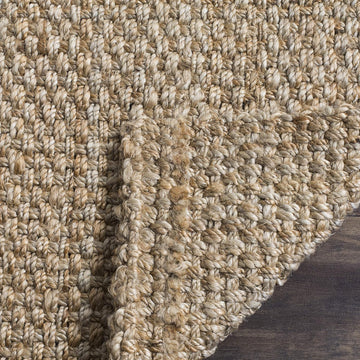 Area Rug 6' Square - Natural Fiber Collection - Natural Brown, Handmade Jute, Basketweave Design (NF401A)