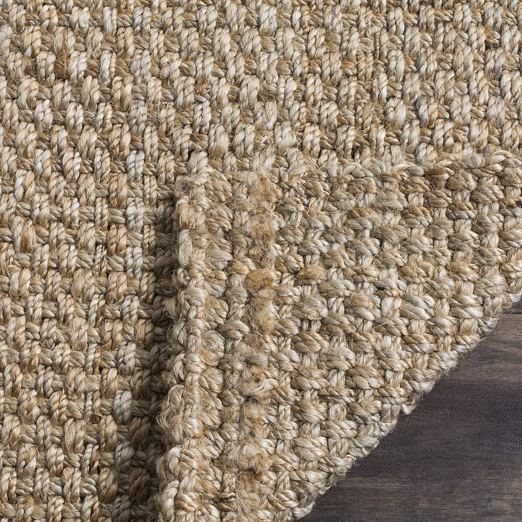 Area Rug 4' Square - Natural Fiber Collection - Natural Brown, Handmade Jute, Basketweave Design (NF401A)