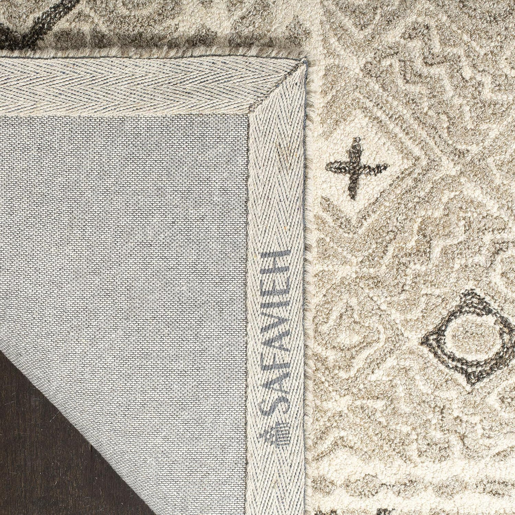Micro-Loop Area Rug - 10' x 14', Grey & Ivory, Rustic Boho Design, Handmade Wool