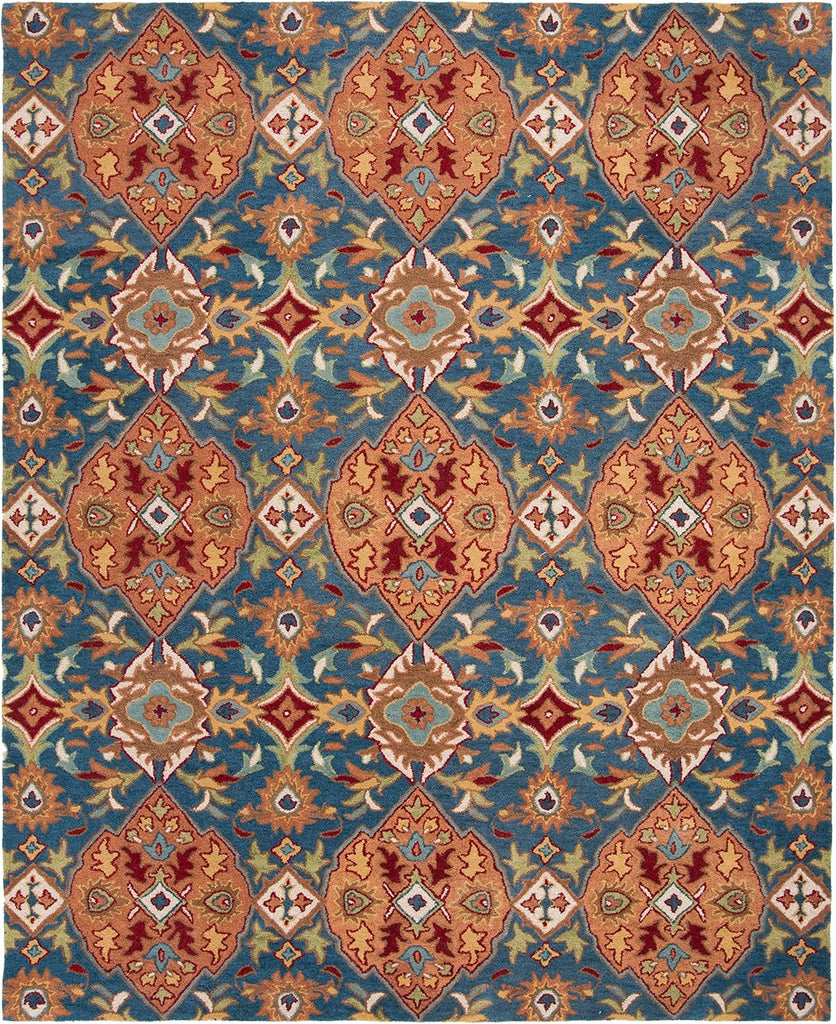 Heritage Area Rug - 9' x 12', Camel & Blue, Handmade Traditional Oriental Wool