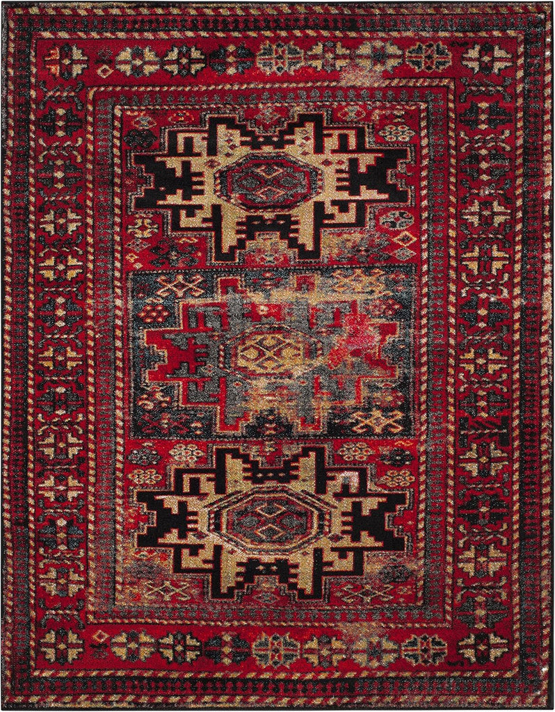 Vintage Hamadan Area Rug - 9' x 12', Red & Multi, Oriental Traditional Persian Design, Non-Shedding & Easy Care
