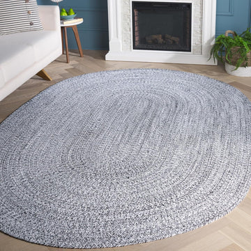 Braided Cotton Oval Rug 6'x9', Farmhouse Ivory & Black BRD256C