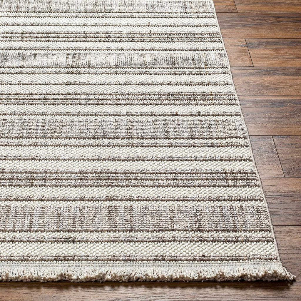 Avari Living Room, Bedroom Area Rug - Striped - Bohemian Transitional Modern Minimalist Farmhouse - Bone, Multi