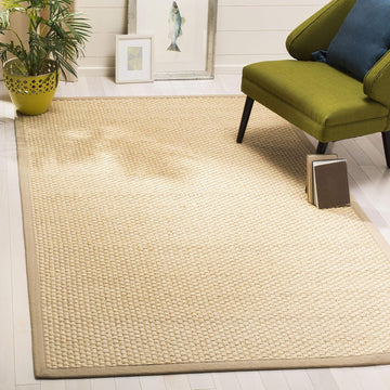 Natural Fiber Collection Accent Rug - 3' x 5', Natural & Beige, Rustic Farmhouse Border Sisal Design, Easy Care