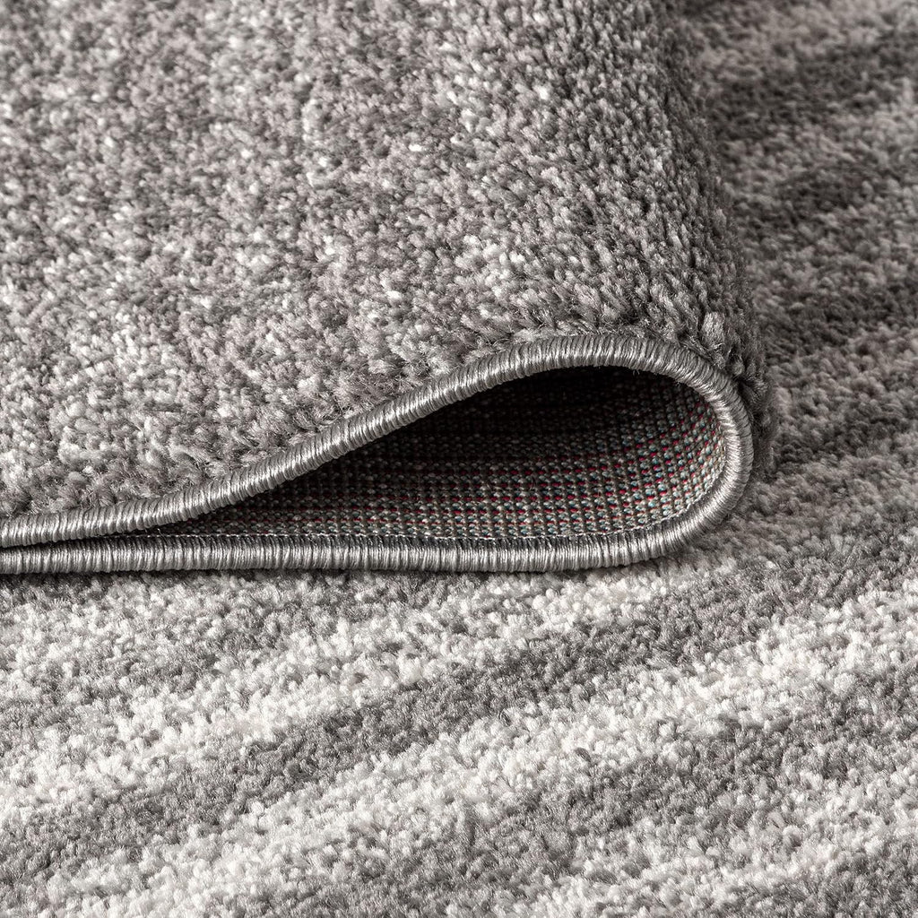 Aya Berber Stripe Geometric Gray/Cream Indoor Area Rug, Contemporary, Modern, Easy-Cleaning, Pet Friendly
