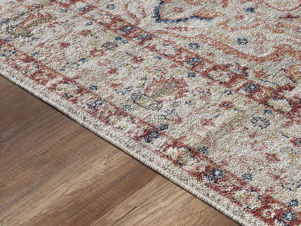 Rugs Vintage 4' x 6' Diamond Medallion Area Rug - Babylon Collection Beige & Red Traditional Style Turkish Accent Rug