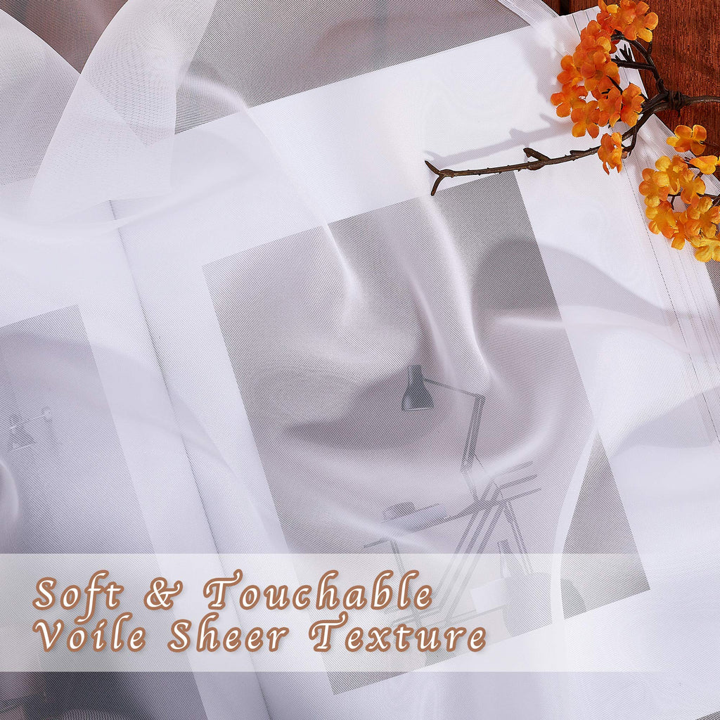 Sheer Curtains Door - Ring Top Voile Textured Soft Lightweight Curtains and Drapes Elegant /Kitchen/Living Room Home