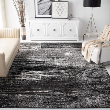 9x12 Adirondack Collection Area Rug - 9' x 12', Silver & Black, Modern Abstract Design, Non-Shedding & Easy Care, Ideal
