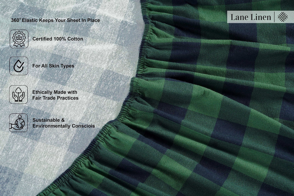 Cotton Flannel Sheets Set - Brushed for Extra Softness - Cotton Flannel Sheets Set - Warm