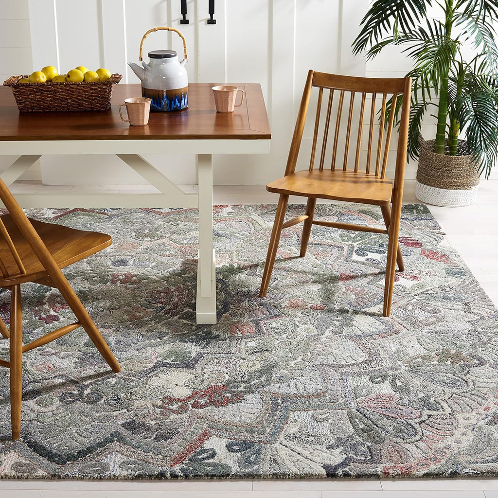 Marquee Area Rug - 10' x 14', Grey & Multi, Handmade Mandala Medallion Wool