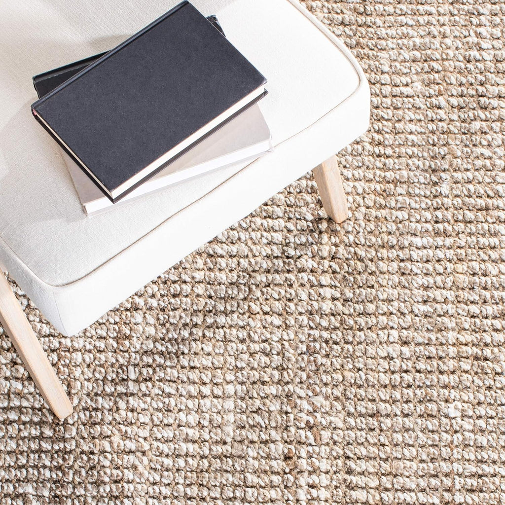Natural Fiber Area Rug - 9' x 12', Grey & Beige, Handmade Woven Fringe Jute