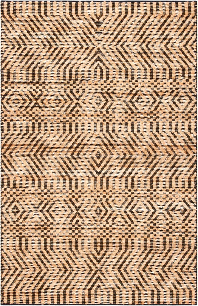 Kilim Collection Area Rug, Natural & Black, Handmade Boho Jute, Ideal for High Traffic Areas (KLM456A)