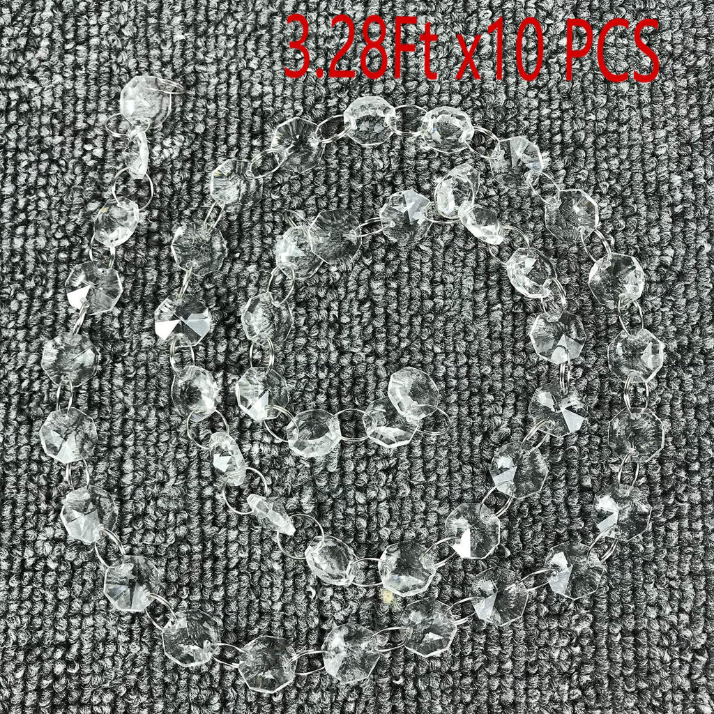 Crystal Garland 32.8Ft Glass Crystals Beaded Trim Clear Chandelier Octagon Beads Chain for Wedding Party DIY Craft