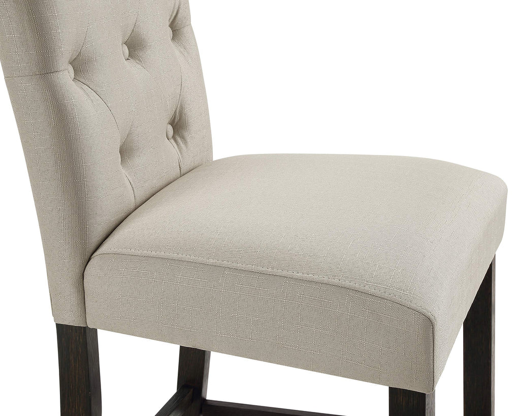 Hendley Solid Wood Tufted Counter Height Stools, Set of 2, Tan