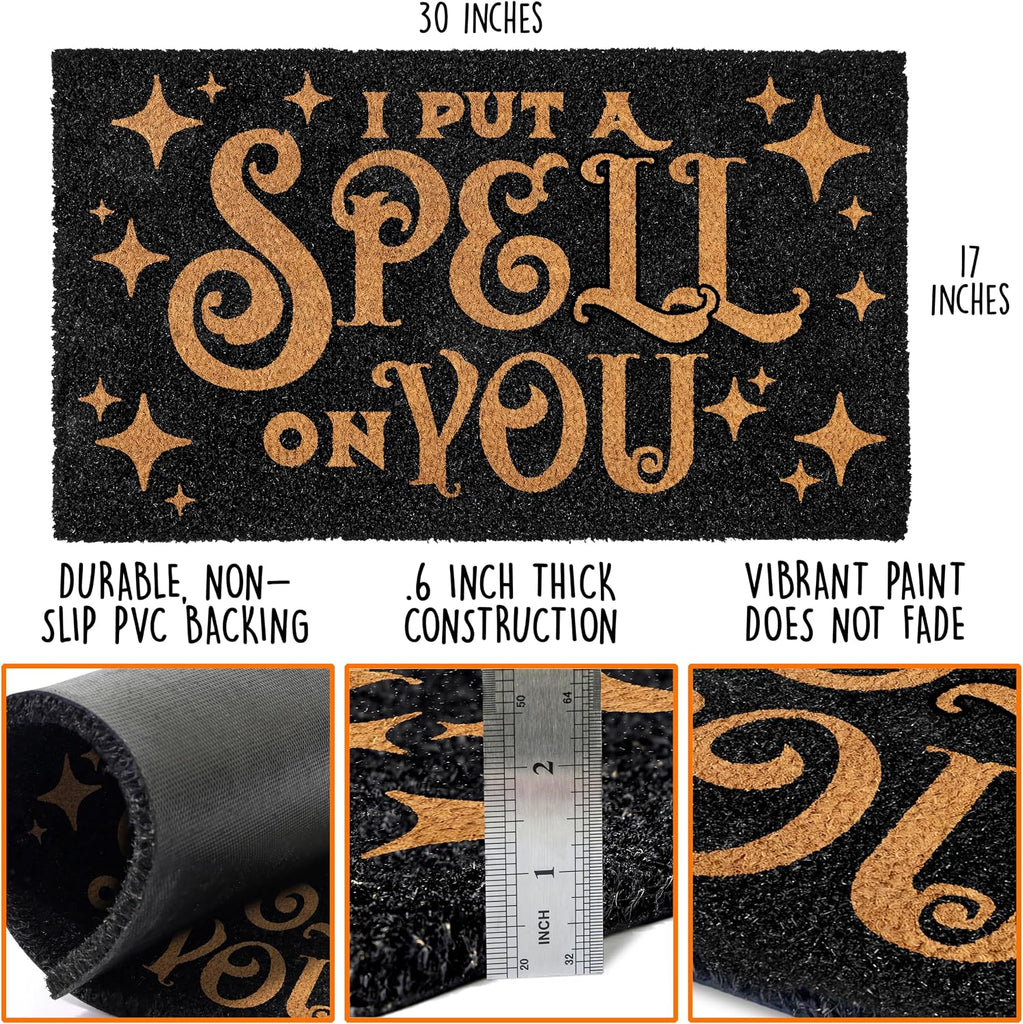 I Put a Spell on You Welcome Mat 30x17 Inch, Hocus Pocus Doormat Coir Fall | Natural Fiber, Pvc Backing, Dirt