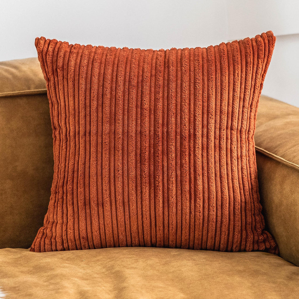 Fall Decor Super Soft Striped Corduroy Throw Pillow Covers Large Sham Cushion Cover Living Room, 2 Pcs, 22" x 22"