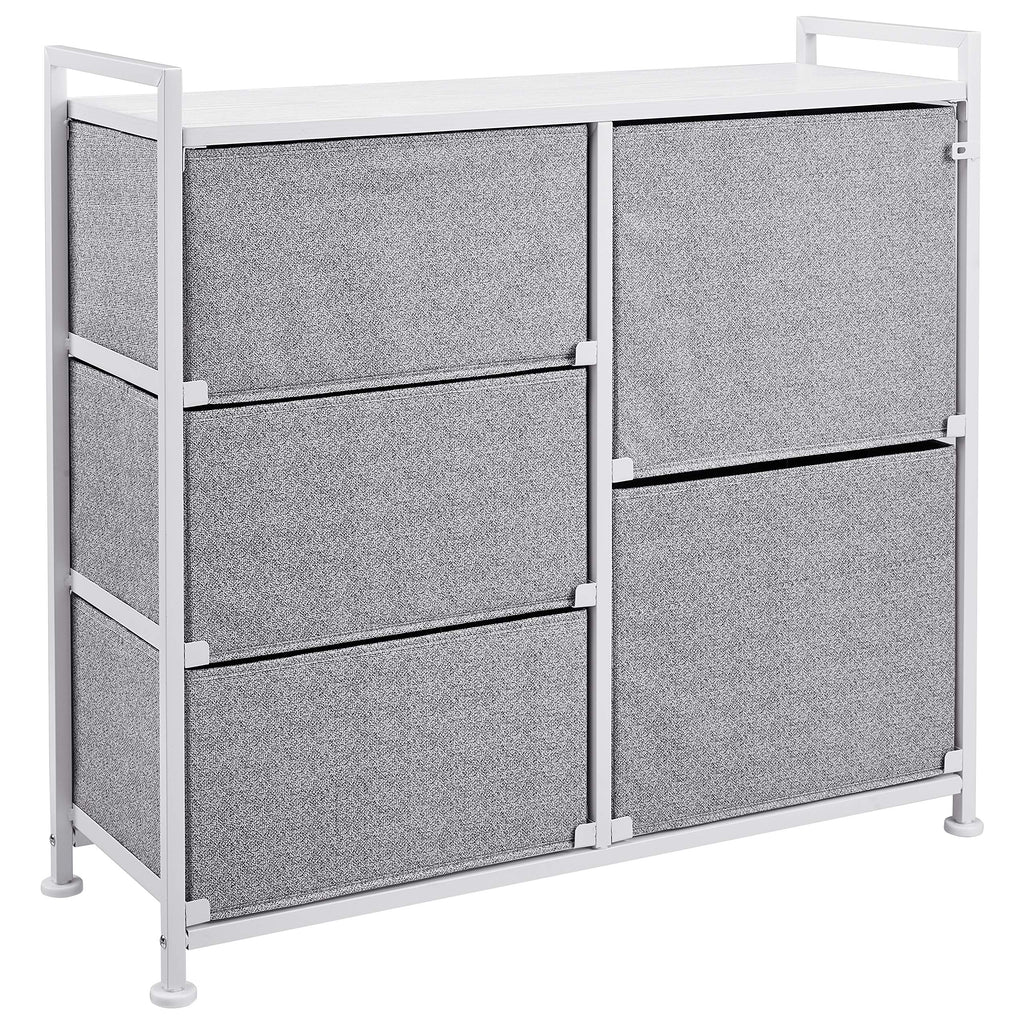 Bedroom Closet Organizer with 5-Fabric Storage Drawers for Clothes Storage, White