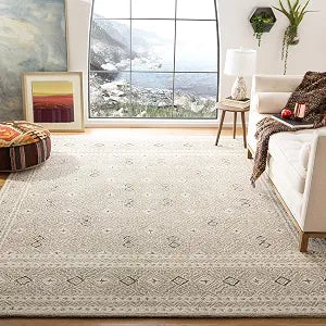 Micro-Loop Collection Area Rug - 10' x 14', Grey & Ivory, Rustic Boho Design, Handmade Wool, Ideal for The Living