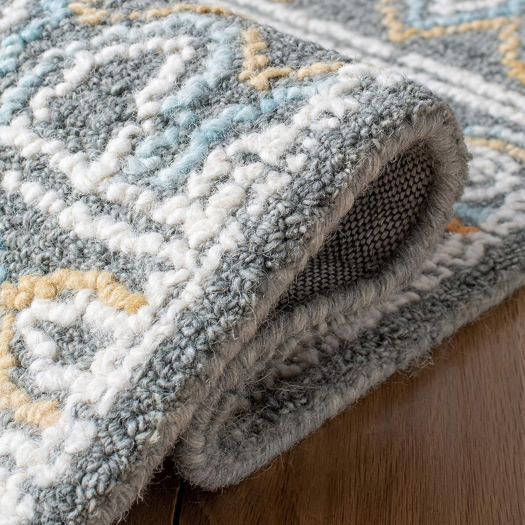 Blossom 10' x 14' Grey/Ivory Handmade Premium Wool Dining Area Rug