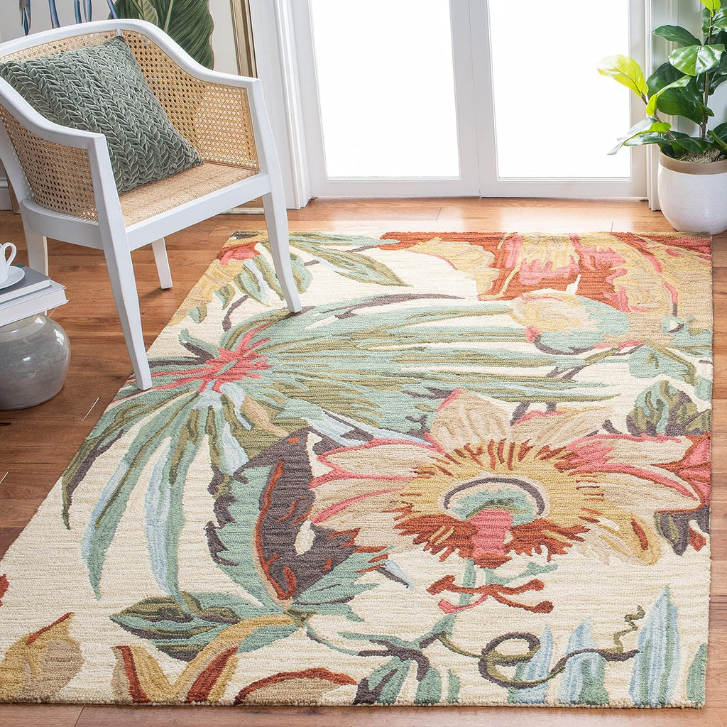 Jardin Area Rug - 9' x 12', Ivory & Multi, Handmade Wool, Floral Design