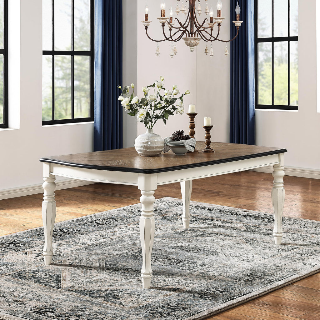 Belleza French Country 7-Piece Dining Set in Antique White and Weathered Oak Finish