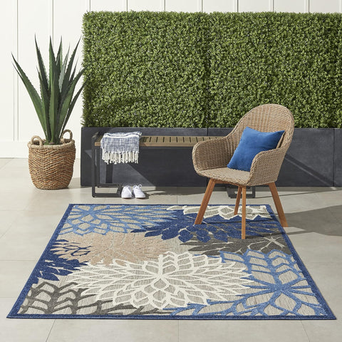 Home Aloha 5'3" x 7'5" Fabric Indoor/Outdoor Rug in Blue/Multi-Color