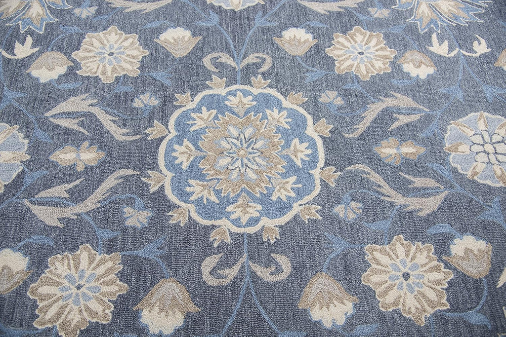Resonant Wool Area Rug 10' x 13' Dark Gray/Blue Gray/Tan/Coco/Gray Floral