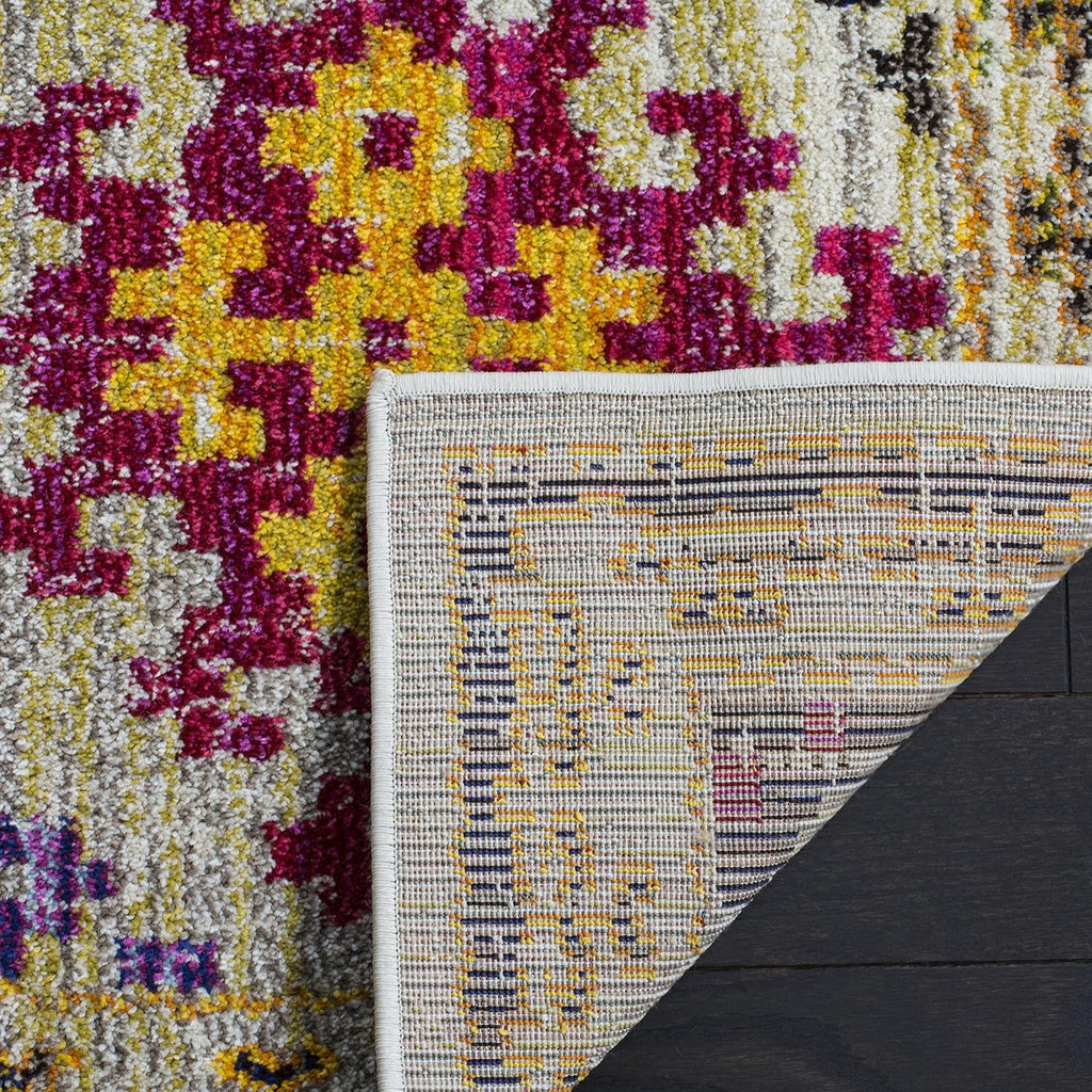 Monaco Collection Accent Rug - 4' x 5'7", Ivory & Multi, Boho Diamond Trellis Design, Non-Shedding & Easy Care, Ideal