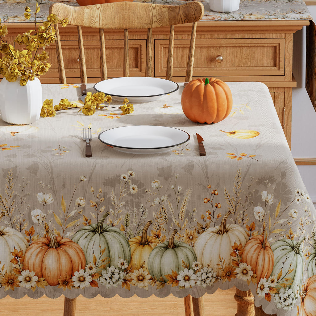 Fall Tablecloth Rectangle 60x120 Inch Thanksgiving Home Party Decor