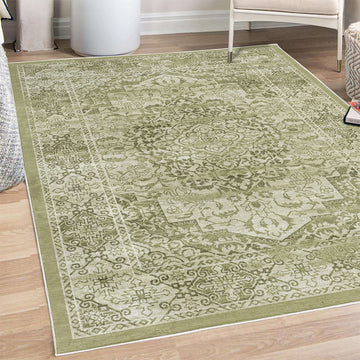 Victorian Decorative Rug, Floral Swirls Weathered Look Blooming Vintage Style Leaves Illustration, Quality Carpet