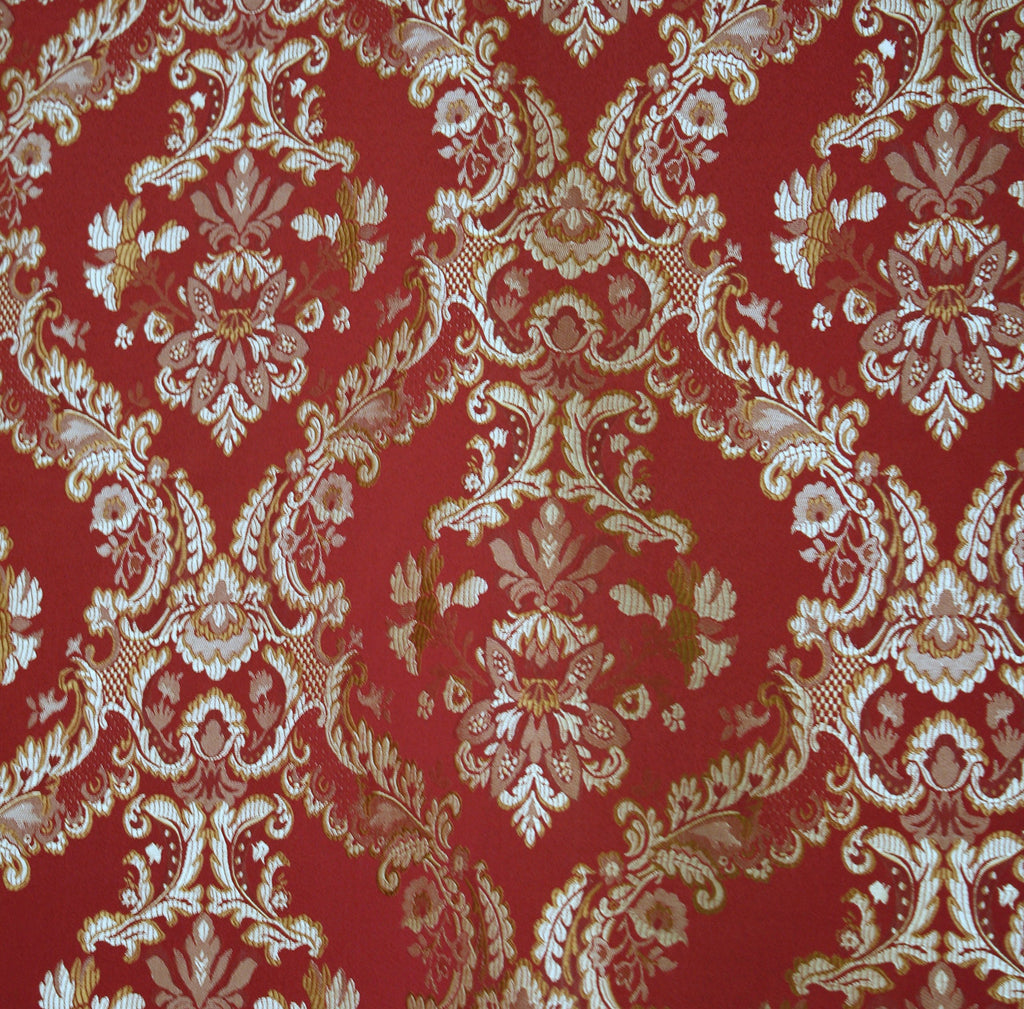 Damask Upholstery and Drapery, Fabric Sold by The Yard (Burgandy)