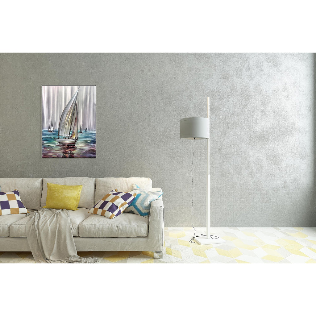 Sailboat Metal Wall Art - 24x16 Inch Vibrant and Colorful Aluminum Panel Painting, Lightweight and Easy to Install