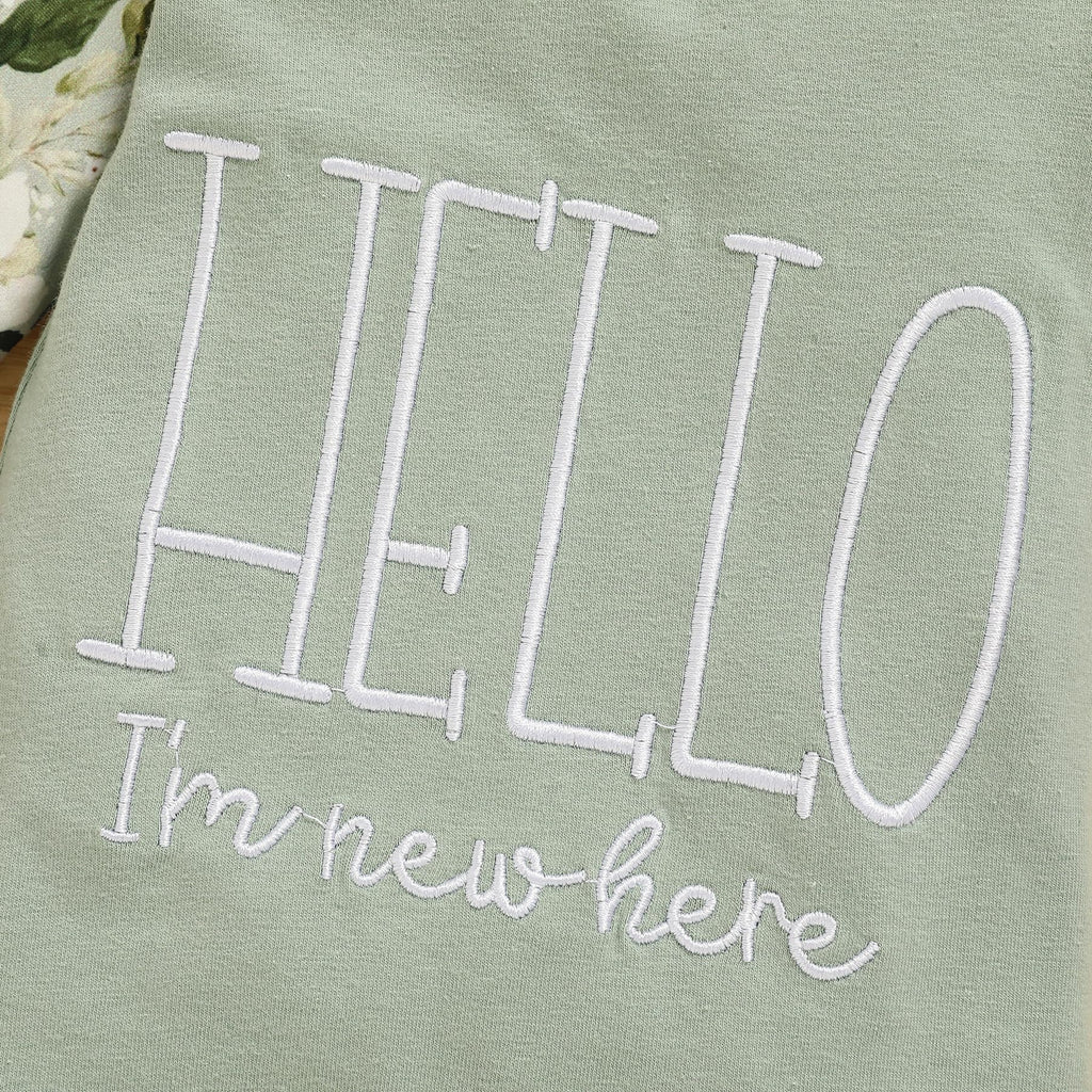 Newborn Baby Girl Romper Infant Letter Print Bodysuit Jumpsuit+Hat+Gloves+Socks 4Pcs Coming Home Clothes Outfit