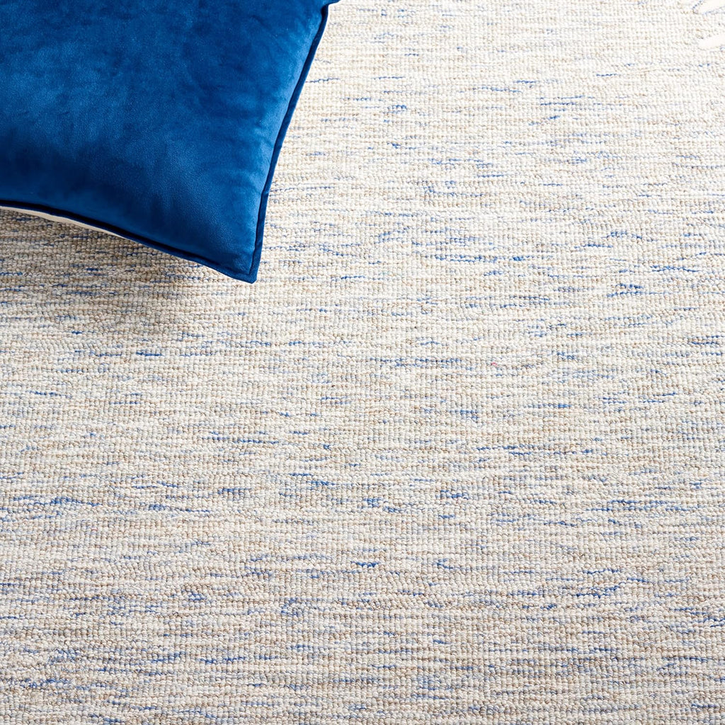 Abstract Area Rug - 10' x 14', Blue & Ivory, Handmade Wool