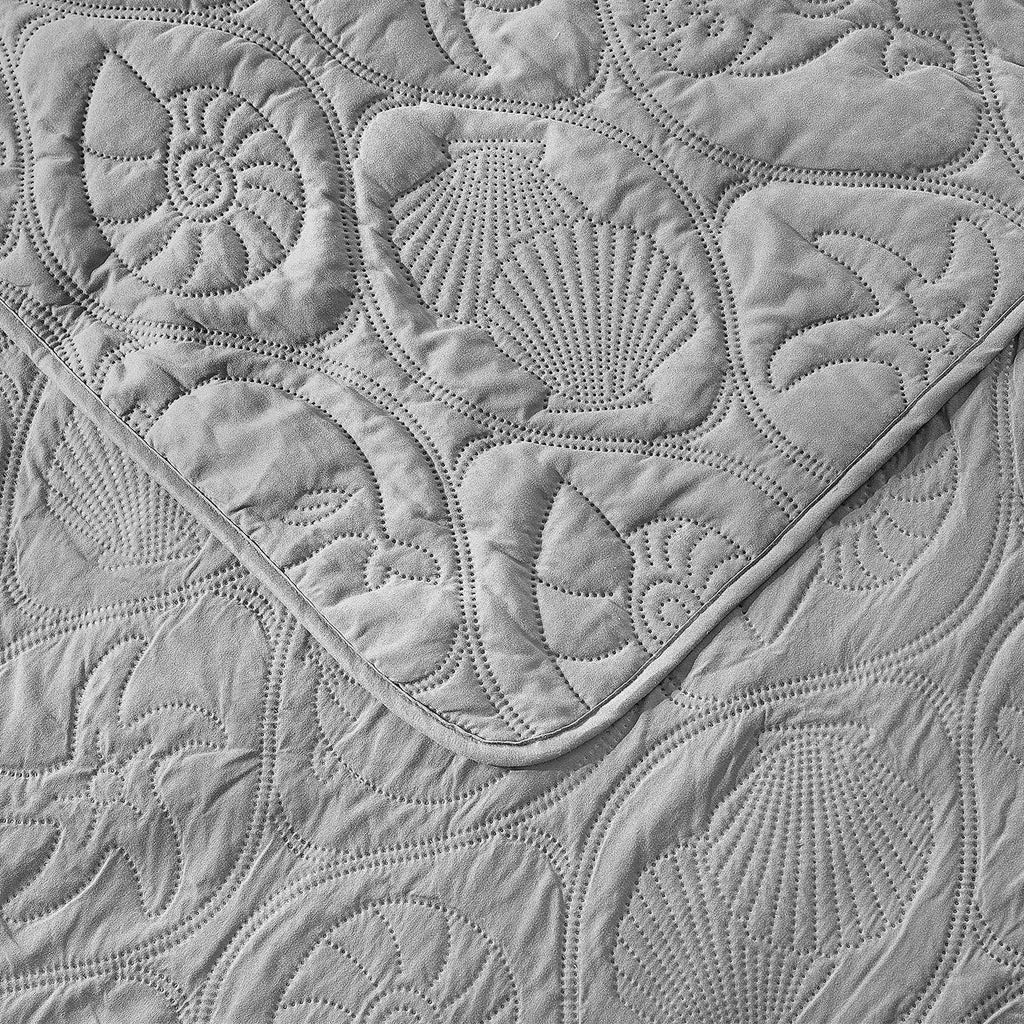 Quilt Set Size Light Grey - Oversized Bedspread, Soft Microfiber Coverlet for All Season - Includes 1