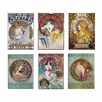 Premium Art Nouveau Reproductions ~ Set of 6 Easy-to-Frame 8"×10" Prints by Alphonse Mucha