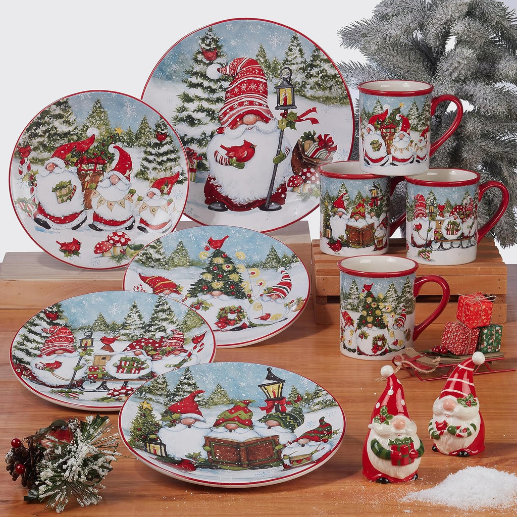 Christmas Gnomes 16 Piece Dinnerware Set, Service for 4