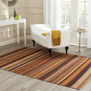 Kilim Collection Accent Rug, Rust, Handmade Flat Weave Wool, Ideal for High Traffic Areas (KLM951B)
