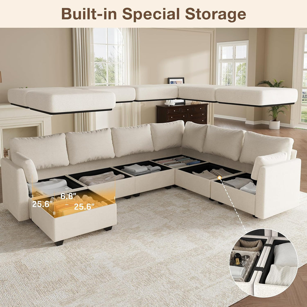 Modular Sectional Sofa Couches, Large Convertible Modular Couches with Storage