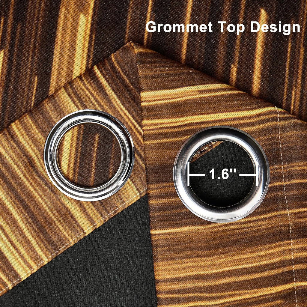 Black and Gold Blackout Curtains, Ombre Abstract Black Out Curtains 84 Inch Long, Thermal Insulated Blackout Drapes